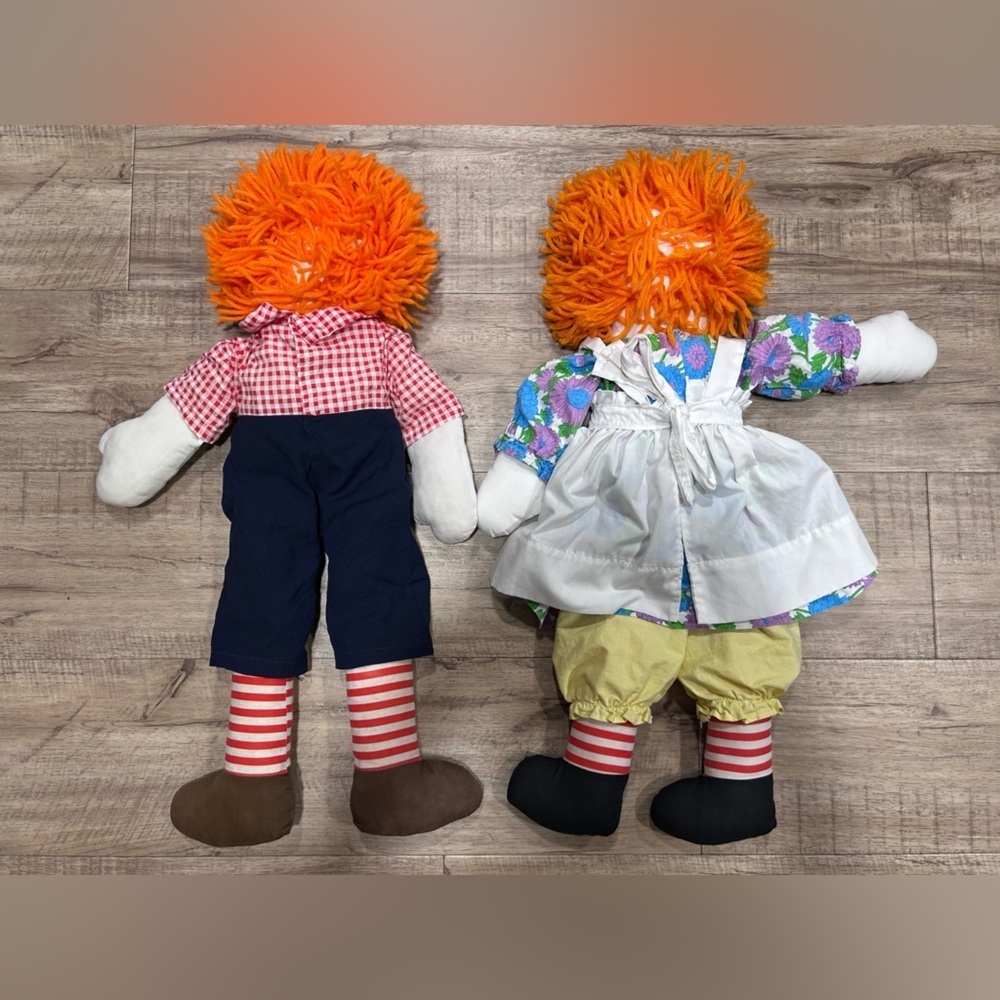 Vintage Raggedy Ann and Andy Classic Rag Doll Set with Orange Hair nostalgia - Picture 4 of 9
